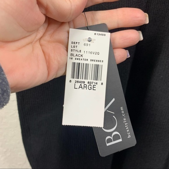 BCX Black Midi Bodycon‎ Ribbed Sweater Dress - NWT - Picture 11 of 11